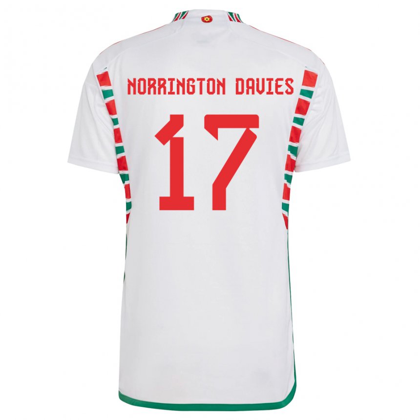 Gyermek Walesi Rhys Norrington Davies #17 Fehér Idegenbeli Jersey 22-24 Mez Póló Ing