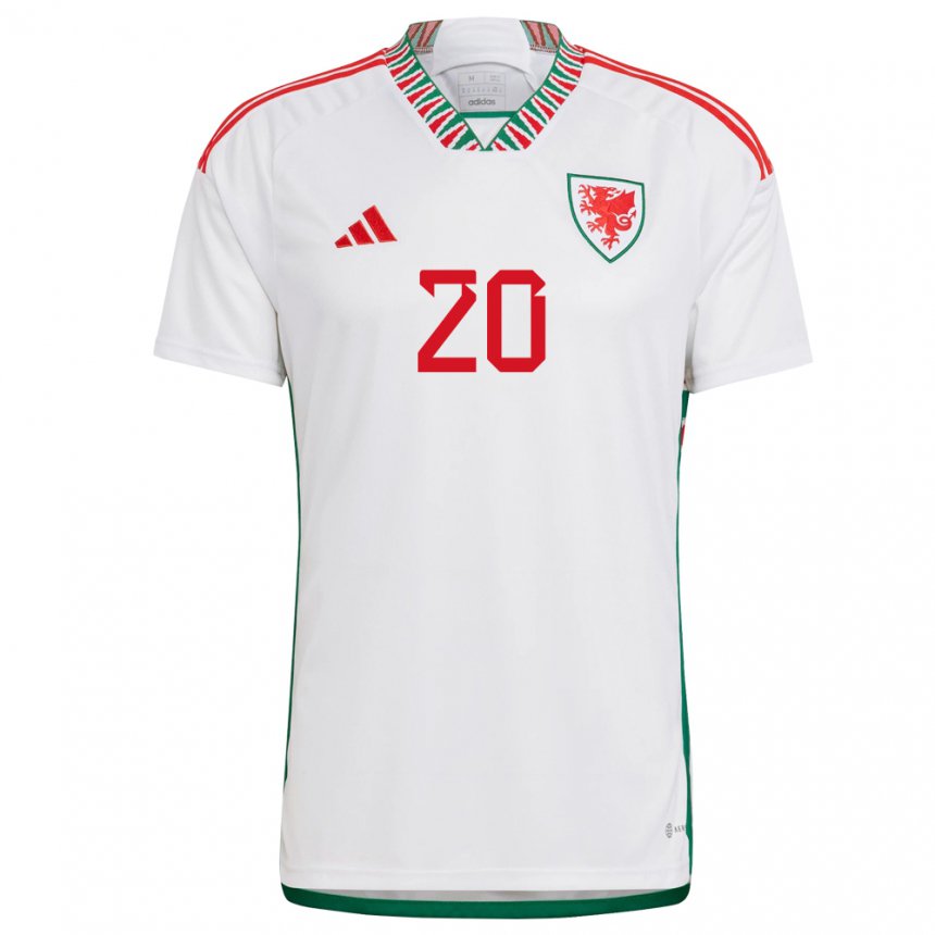 Gyermek Walesi Daniel James #20 Fehér Idegenbeli Jersey 22-24 Mez Póló Ing