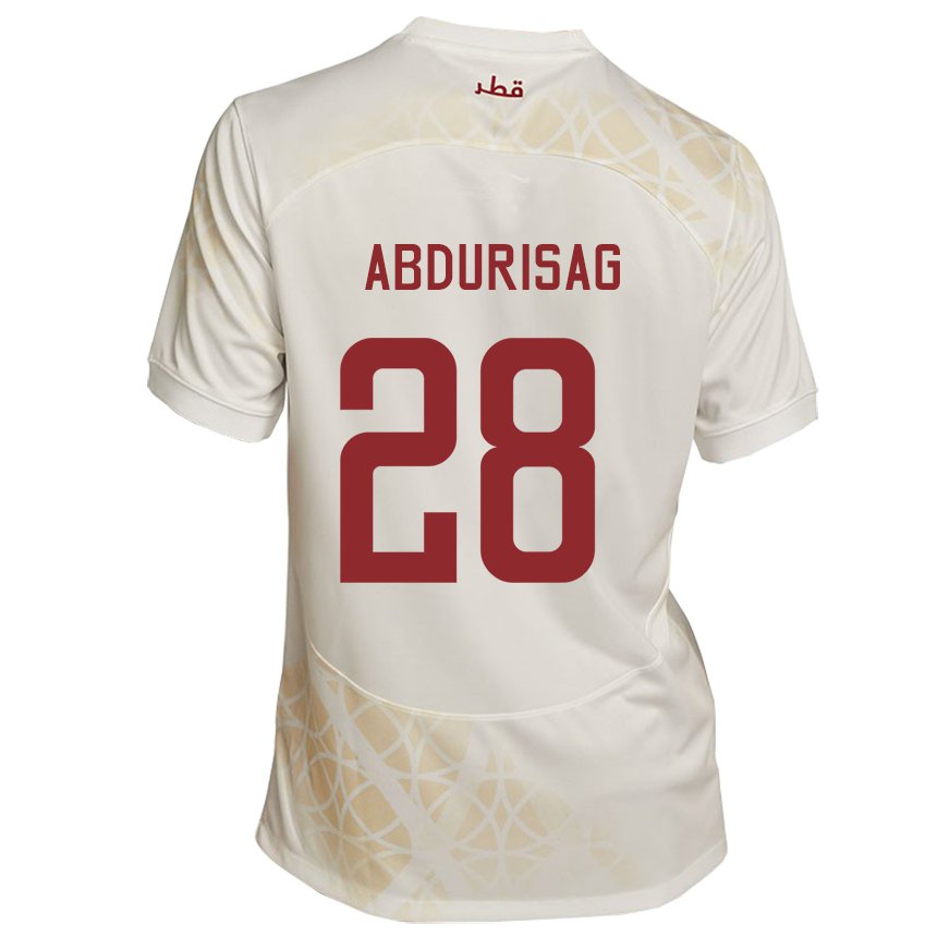 Gyermek Katari Yusuf Abdurisag #28 Arany Bézs Idegenbeli Jersey 22-24 Mez Póló Ing