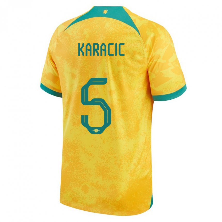 Férfi Ausztrál Fran Karacic #5 Aranysárga Hazai Jersey 22-24 Mez Póló Ing