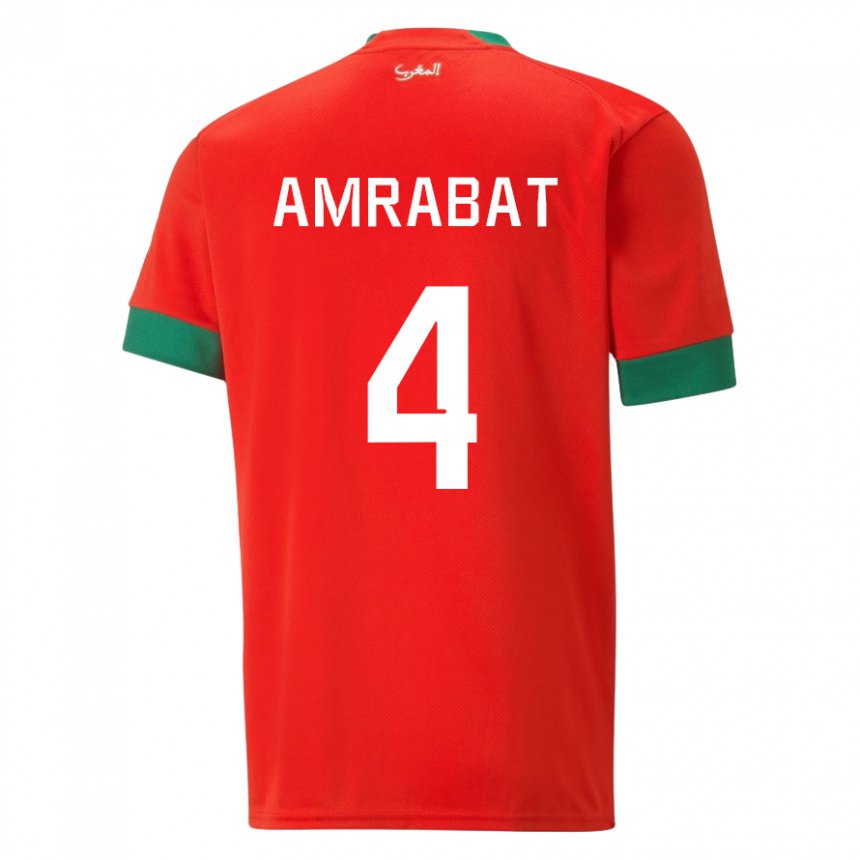 Férfi Marokkói Soufiane Amrabat #4 Piros Hazai Jersey 22-24 Mez Póló Ing