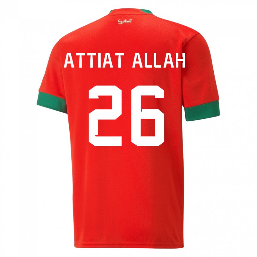 Férfi Marokkói Yahia Attiat-allah #26 Piros Hazai Jersey 22-24 Mez Póló Ing