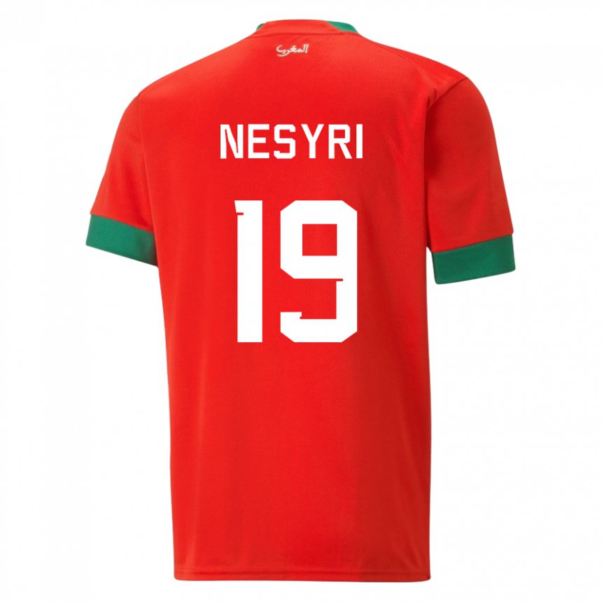 Férfi Marokkói Youssef En-nesyri #19 Piros Hazai Jersey 22-24 Mez Póló Ing