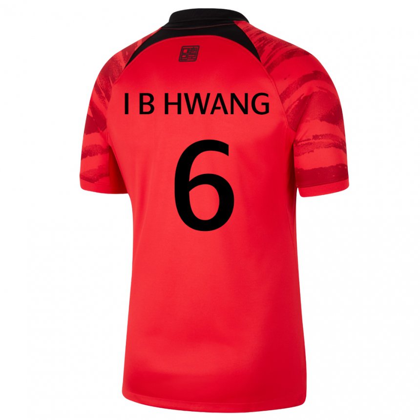 Férfi Dél-koreai In-beom Hwang #6 Piros Fekete Hazai Jersey 22-24 Mez Póló Ing