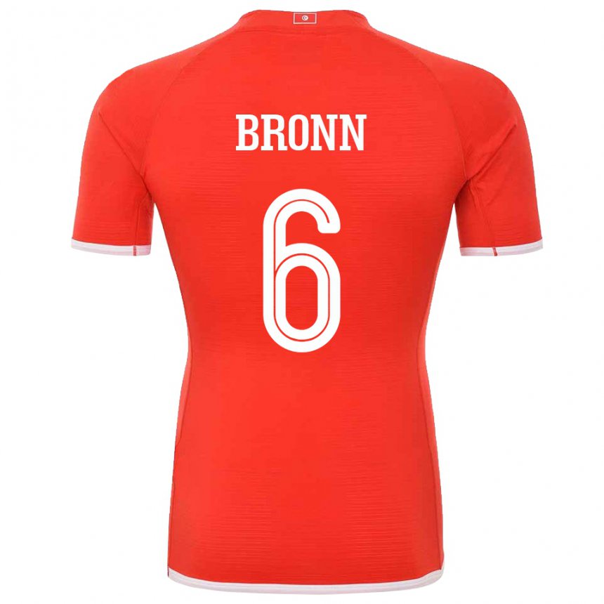 Férfi Tunéziai Dylan Bronn #6 Piros Hazai Jersey 22-24 Mez Póló Ing