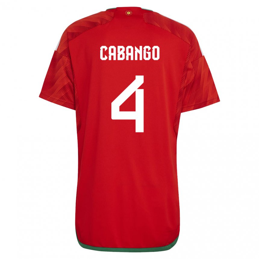 Férfi Walesi Ben Cabango #4 Piros Hazai Jersey 22-24 Mez Póló Ing