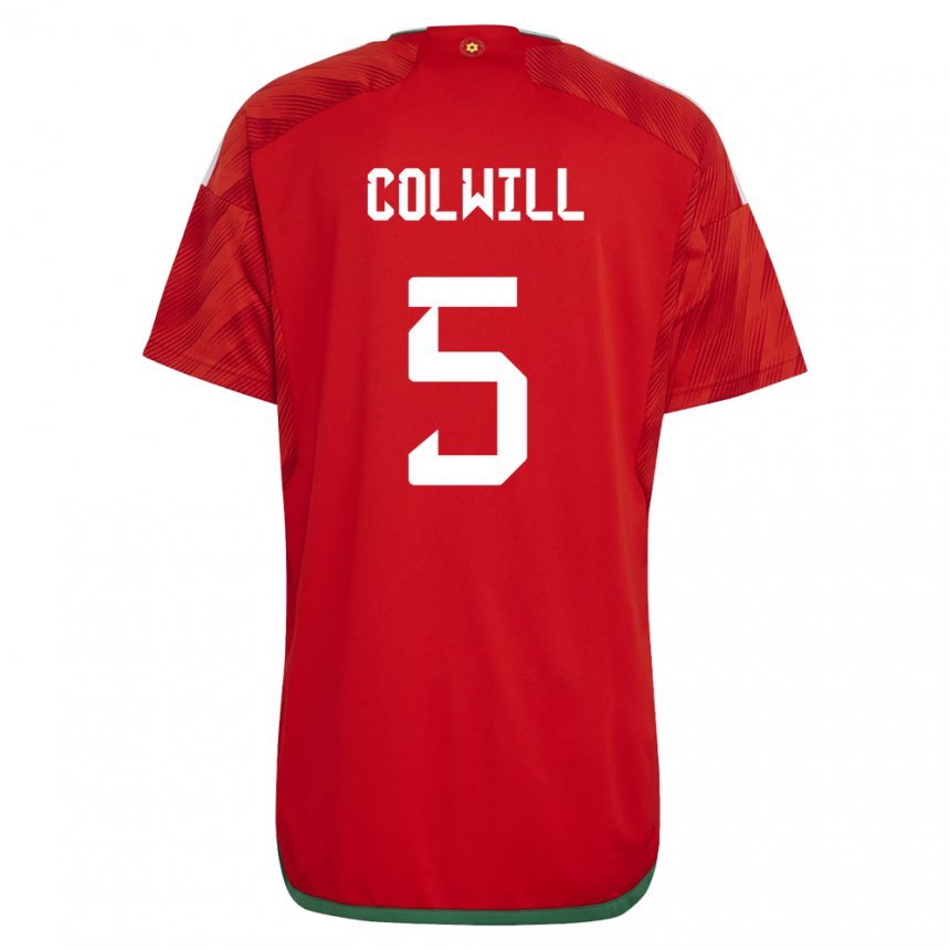 Férfi Walesi Rubin Colwill #5 Piros Hazai Jersey 22-24 Mez Póló Ing