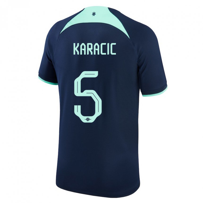 Férfi Ausztrál Fran Karacic #5 Sötétkék Idegenbeli Jersey 22-24 Mez Póló Ing