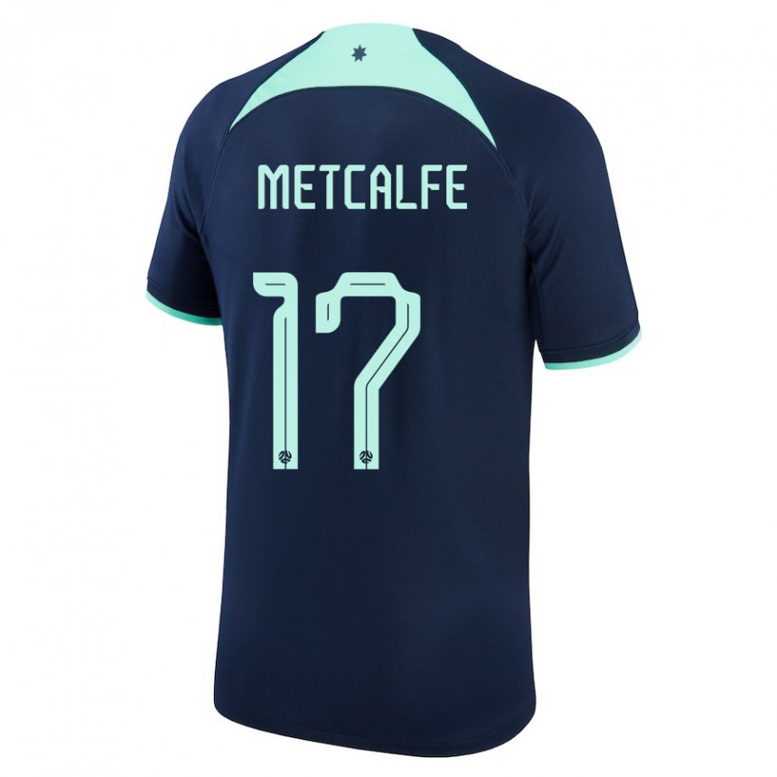 Férfi Ausztrál Connor Metcalfe #17 Sötétkék Idegenbeli Jersey 22-24 Mez Póló Ing