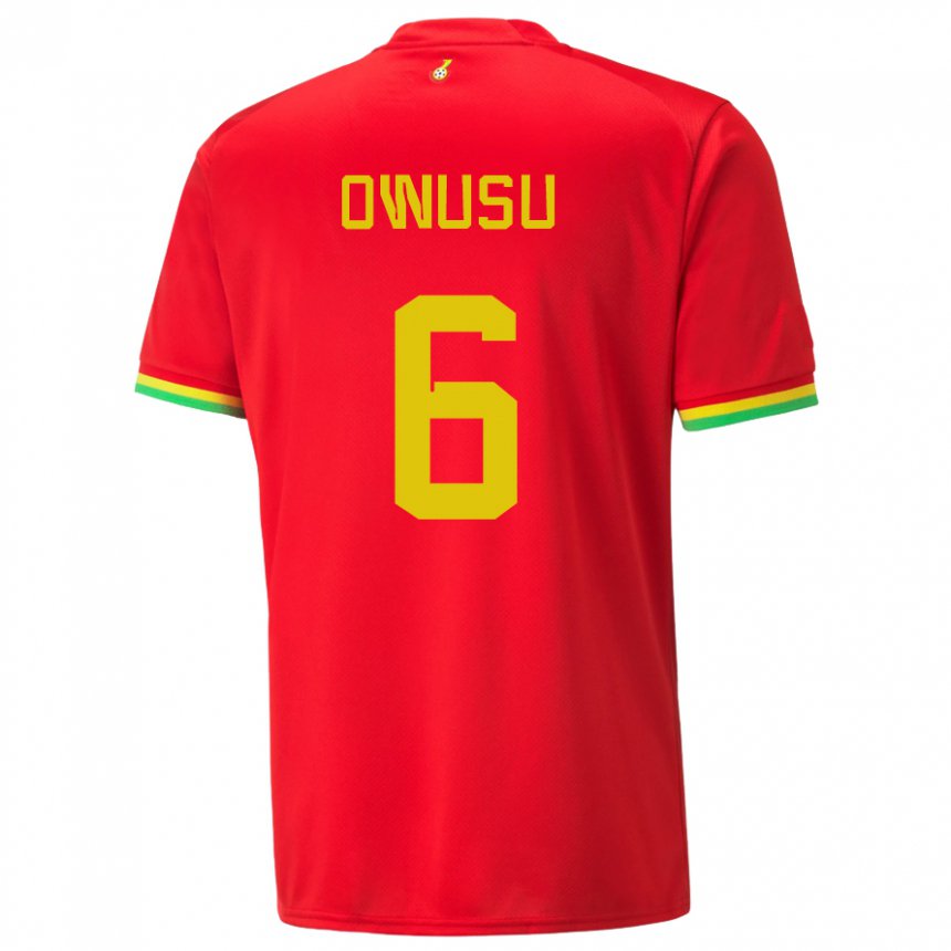 Férfi Ghánai Elisha Owusu #6 Piros Idegenbeli Jersey 22-24 Mez Póló Ing