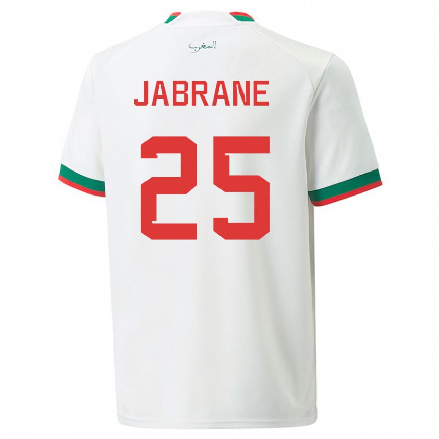 Férfi Marokkói Yahya Jabrane #25 Fehér Idegenbeli Jersey 22-24 Mez Póló Ing