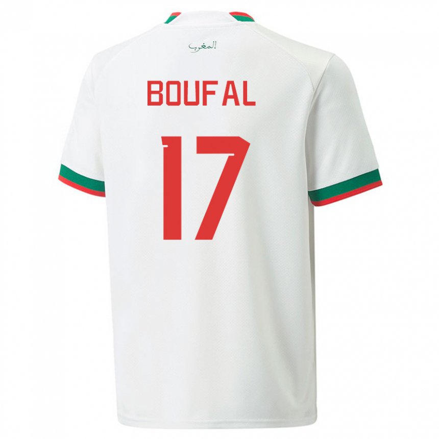 Férfi Marokkói Sofiane Boufal #17 Fehér Idegenbeli Jersey 22-24 Mez Póló Ing