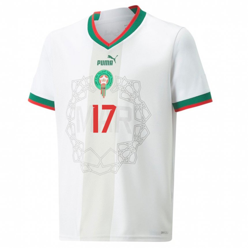 Férfi Marokkói Sofiane Boufal #17 Fehér Idegenbeli Jersey 22-24 Mez Póló Ing