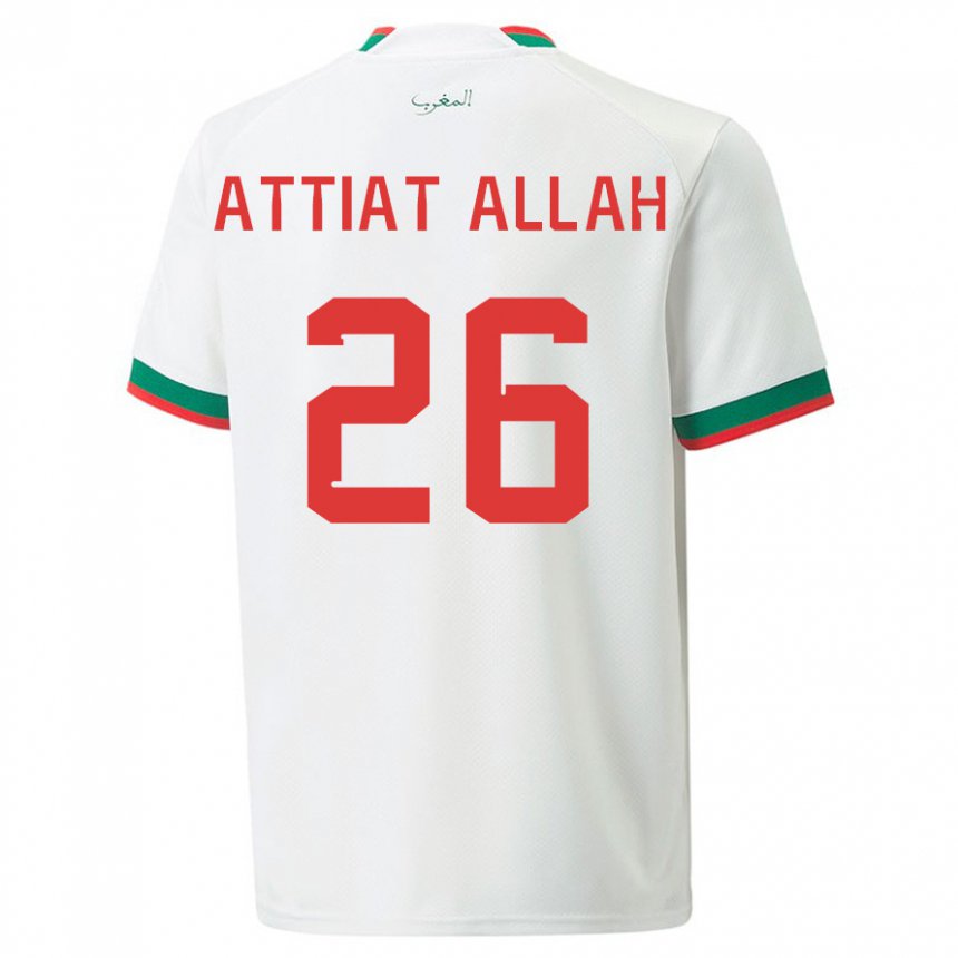 Férfi Marokkói Yahia Attiat-allah #26 Fehér Idegenbeli Jersey 22-24 Mez Póló Ing