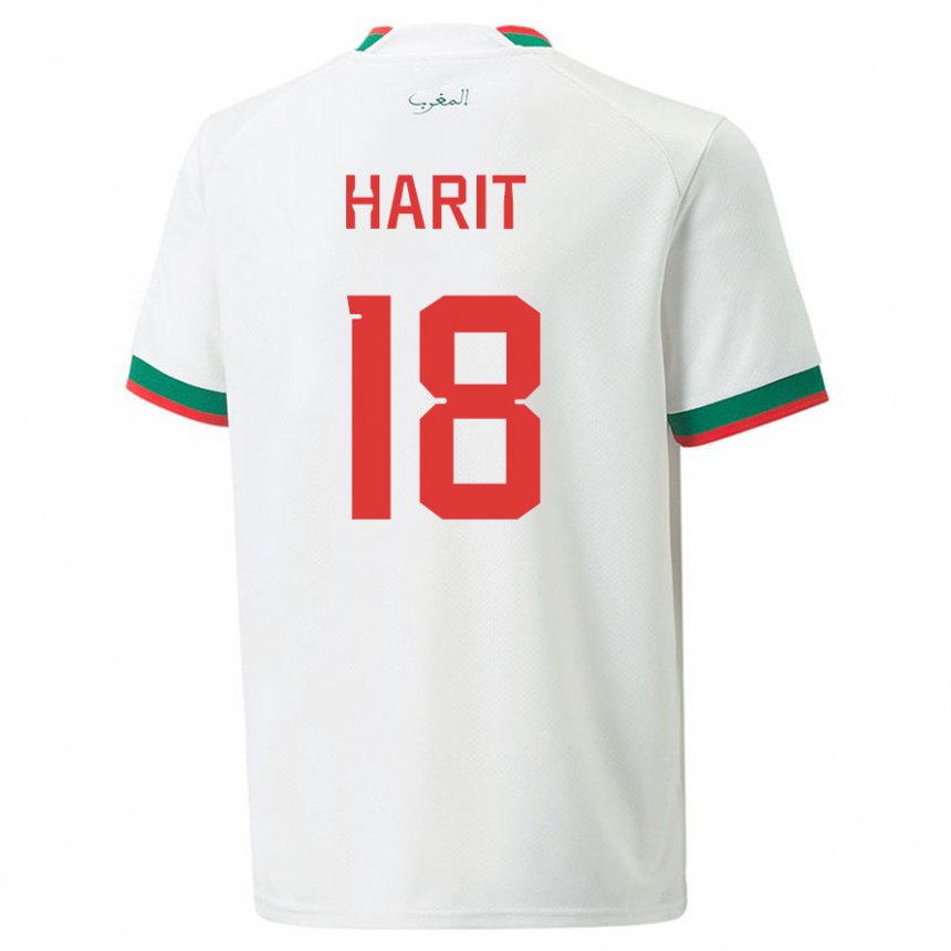 Férfi Marokkói Amine Harit #18 Fehér Idegenbeli Jersey 22-24 Mez Póló Ing