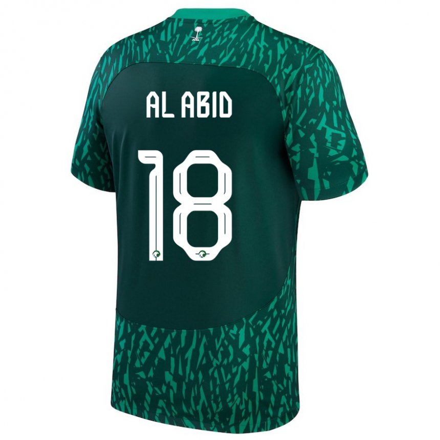 Férfi Szaúd-arábiai Nawaf Al Abid #18 Sötétzöld Idegenbeli Jersey 22-24 Mez Póló Ing