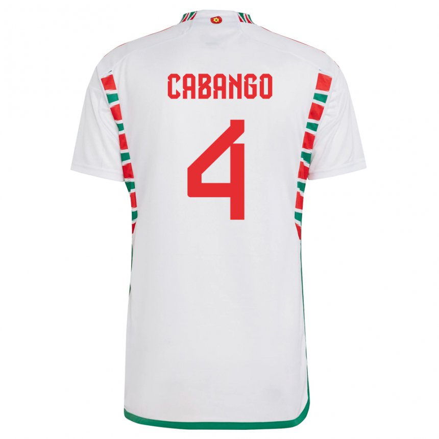 Férfi Walesi Ben Cabango #4 Fehér Idegenbeli Jersey 22-24 Mez Póló Ing