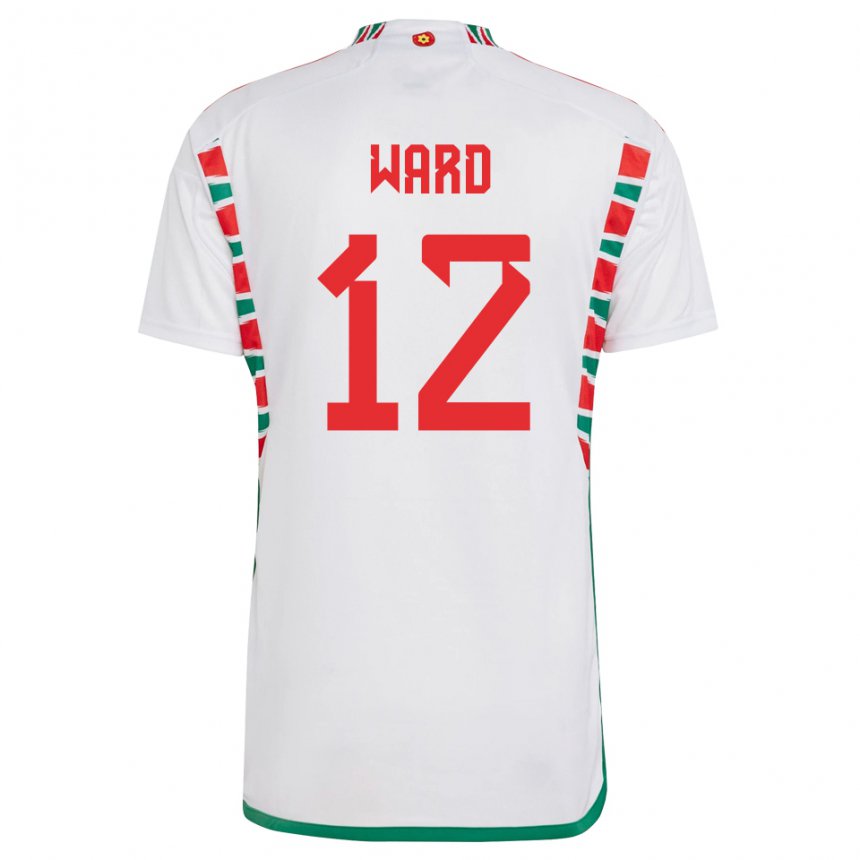 Férfi Walesi Danny Ward #12 Fehér Idegenbeli Jersey 22-24 Mez Póló Ing