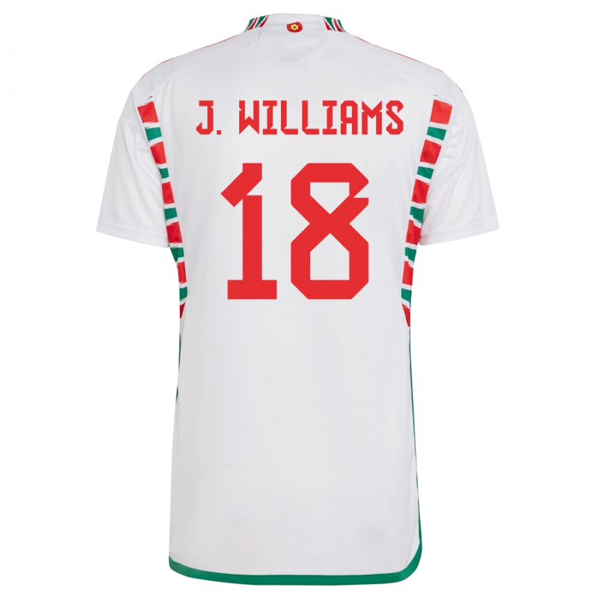 Férfi Walesi Jonathan Williams #18 Fehér Idegenbeli Jersey 22-24 Mez Póló Ing