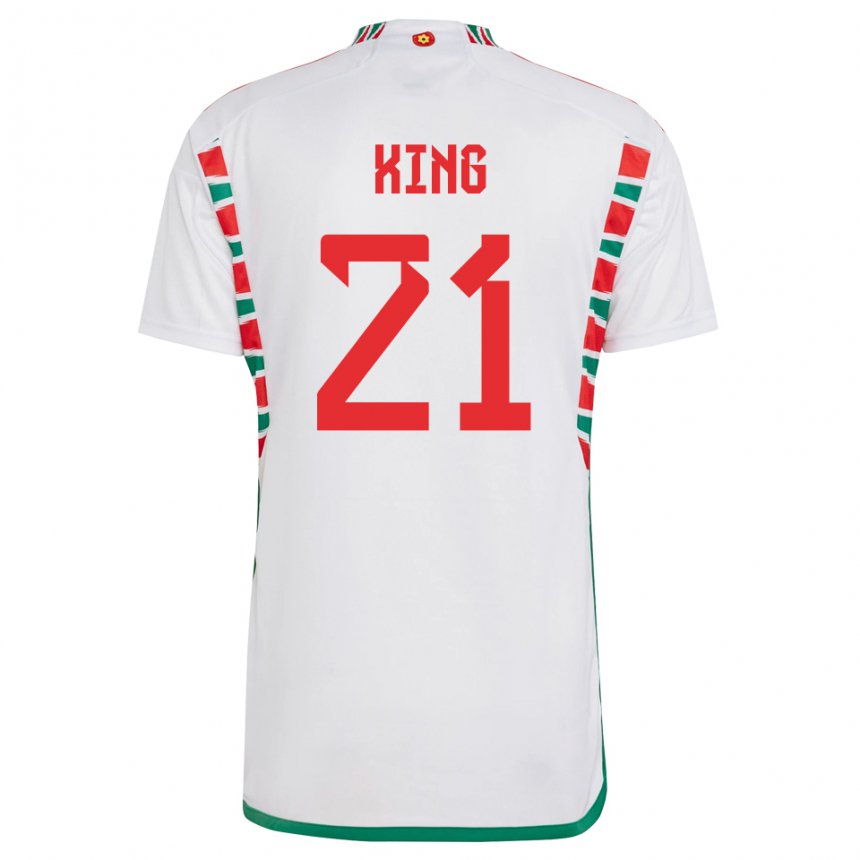 Férfi Walesi Tom King #21 Fehér Idegenbeli Jersey 22-24 Mez Póló Ing