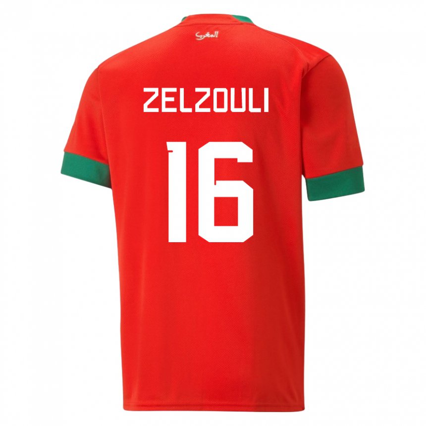 Női Marokkói Abdessamad Zelzouli #16 Piros Hazai Jersey 22-24 Mez Póló Ing