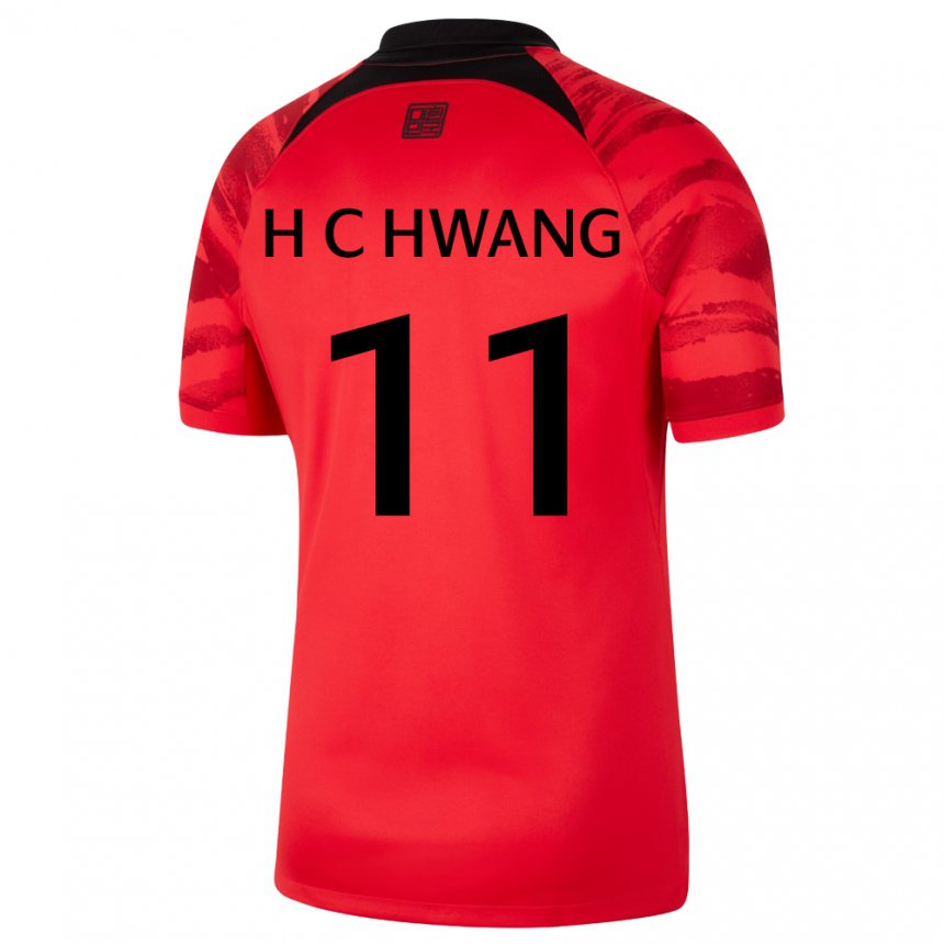 Női Dél-koreai Hee-chan Hwang #11 Piros Fekete Hazai Jersey 22-24 Mez Póló Ing