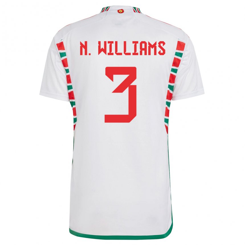 Női Walesi Neco Williams #3 Fehér Idegenbeli Jersey 22-24 Mez Póló Ing