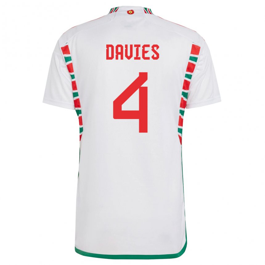 Női Walesi Ben Davies #4 Fehér Idegenbeli Jersey 22-24 Mez Póló Ing