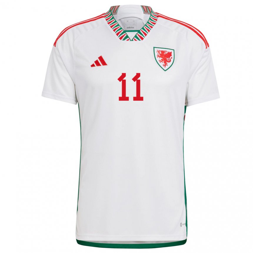 Női Walesi Gareth Bale #11 Fehér Idegenbeli Jersey 22-24 Mez Póló Ing