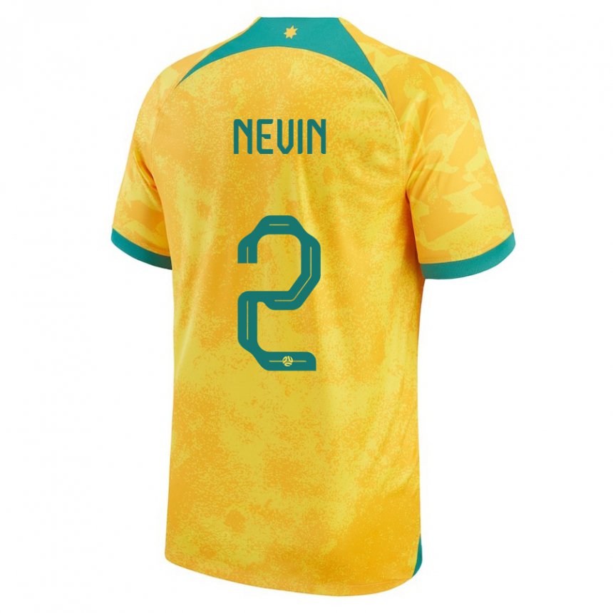 Gyermek Ausztrál Courtney Nevin #2 Aranysárga Hazai Jersey 22-24 Mez Póló Ing