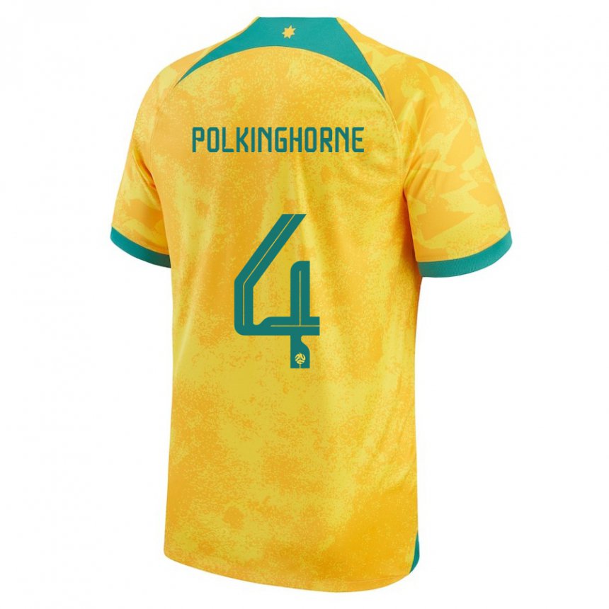 Gyermek Ausztrál Clare Polkinghorne #4 Aranysárga Hazai Jersey 22-24 Mez Póló Ing