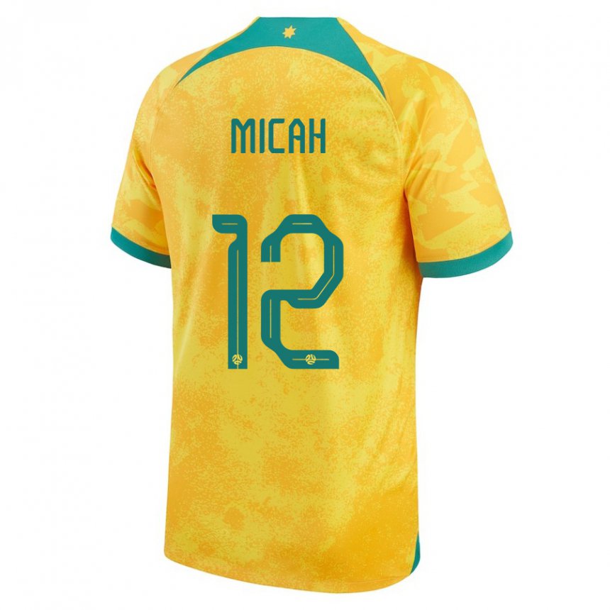 Gyermek Ausztrál Teagan Micah #12 Aranysárga Hazai Jersey 22-24 Mez Póló Ing