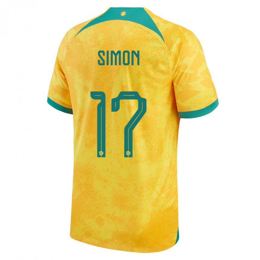 Gyermek Ausztrál Kyah Simon #17 Aranysárga Hazai Jersey 22-24 Mez Póló Ing