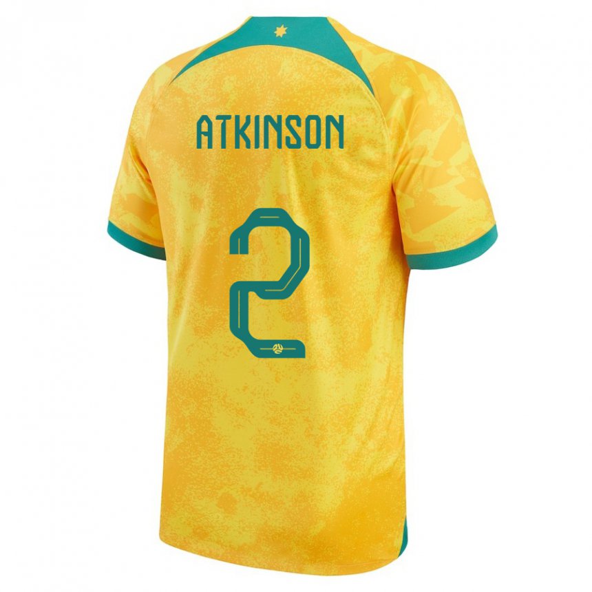 Gyermek Ausztrál Nathaniel Atkinson #2 Aranysárga Hazai Jersey 22-24 Mez Póló Ing