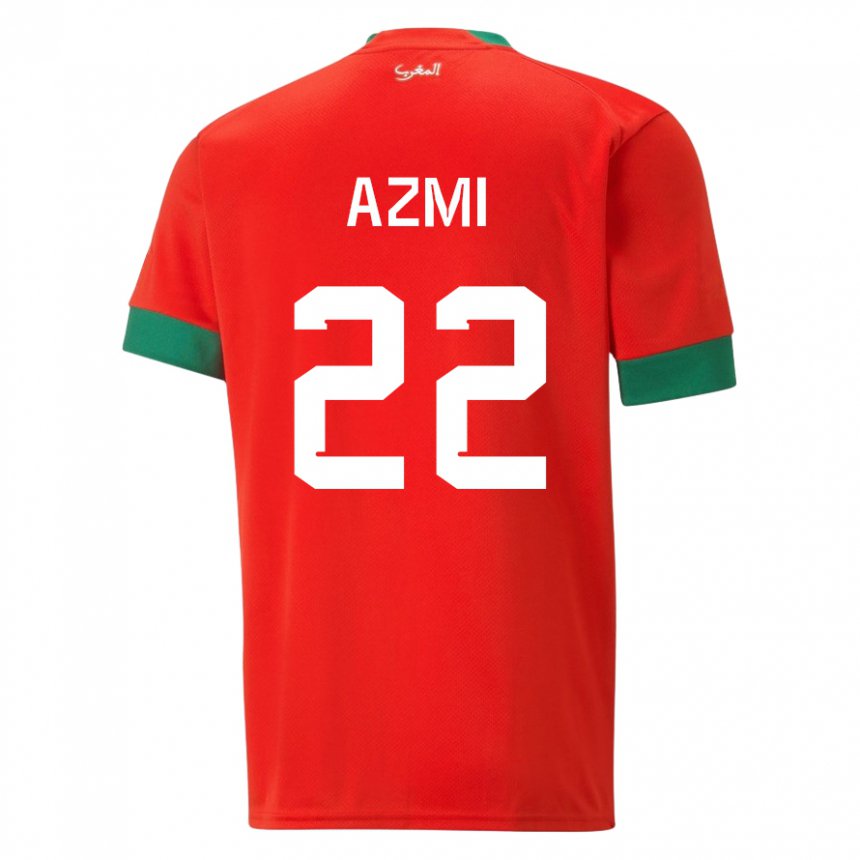 Gyermek Marokkói Ahmed Azmi #22 Piros Hazai Jersey 22-24 Mez Póló Ing