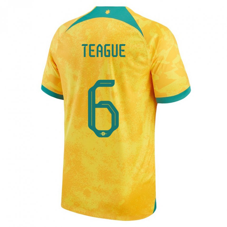 Gyermek Ausztrál Ryan Teague #6 Aranysárga Hazai Jersey 22-24 Mez Póló Ing