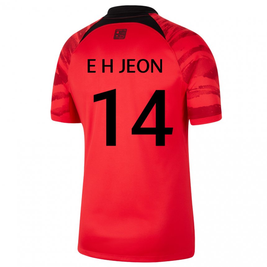 Gyermek Dél-koreai Jeon Eun Ha #14 Piros Fekete Hazai Jersey 22-24 Mez Póló Ing