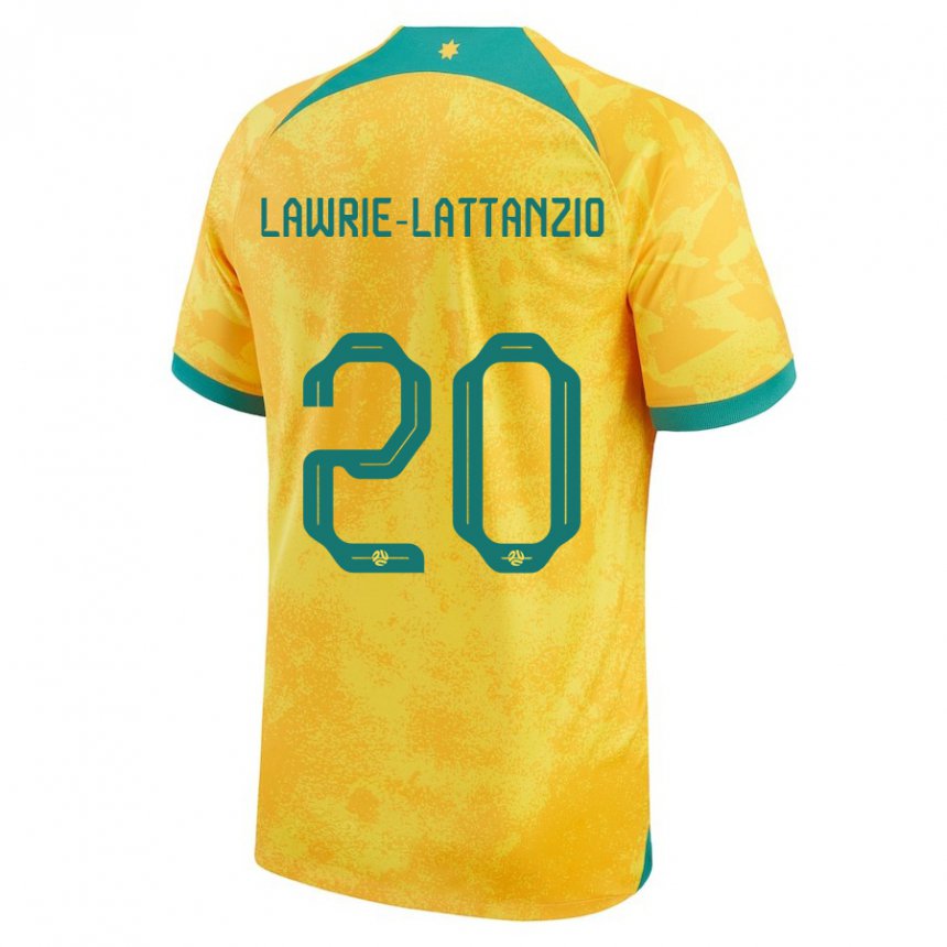 Gyermek Ausztrál Luis Lawrie Lattanzio #20 Aranysárga Hazai Jersey 22-24 Mez Póló Ing