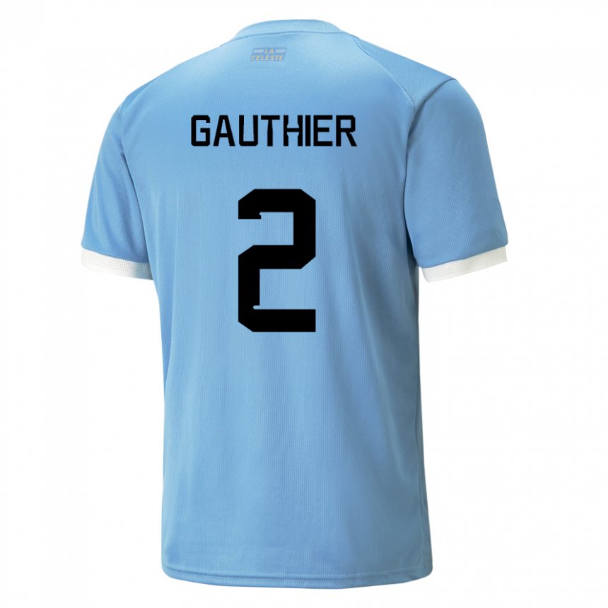 Gyermek Uruguayi Valentin Gauthier #2 Kék Hazai Jersey 22-24 Mez Póló Ing