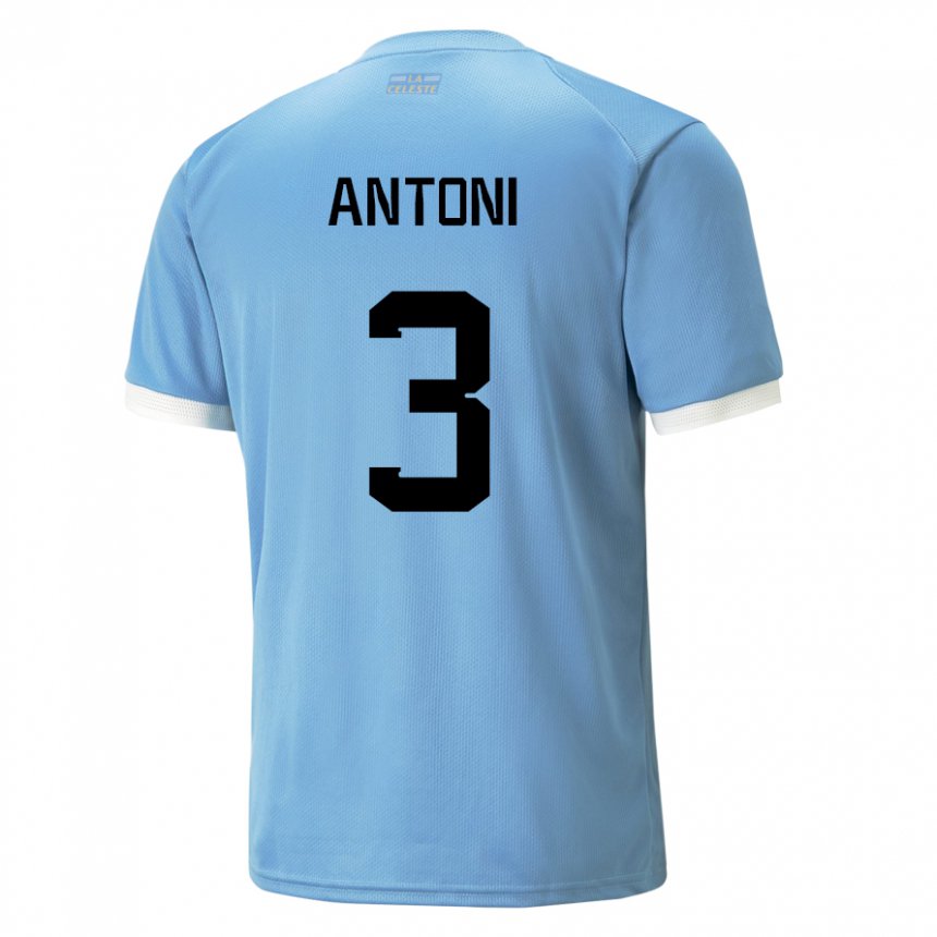 Gyermek Uruguayi Mateo Antoni #3 Kék Hazai Jersey 22-24 Mez Póló Ing