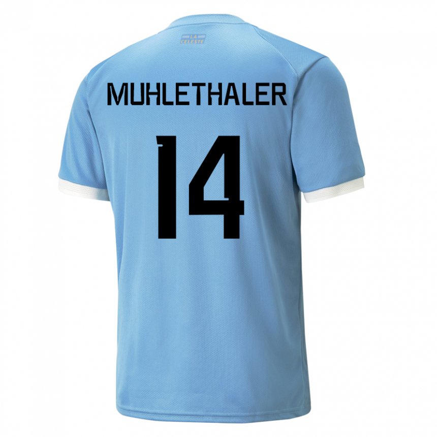 Gyermek Uruguayi Stiven Muhlethaler #14 Kék Hazai Jersey 22-24 Mez Póló Ing