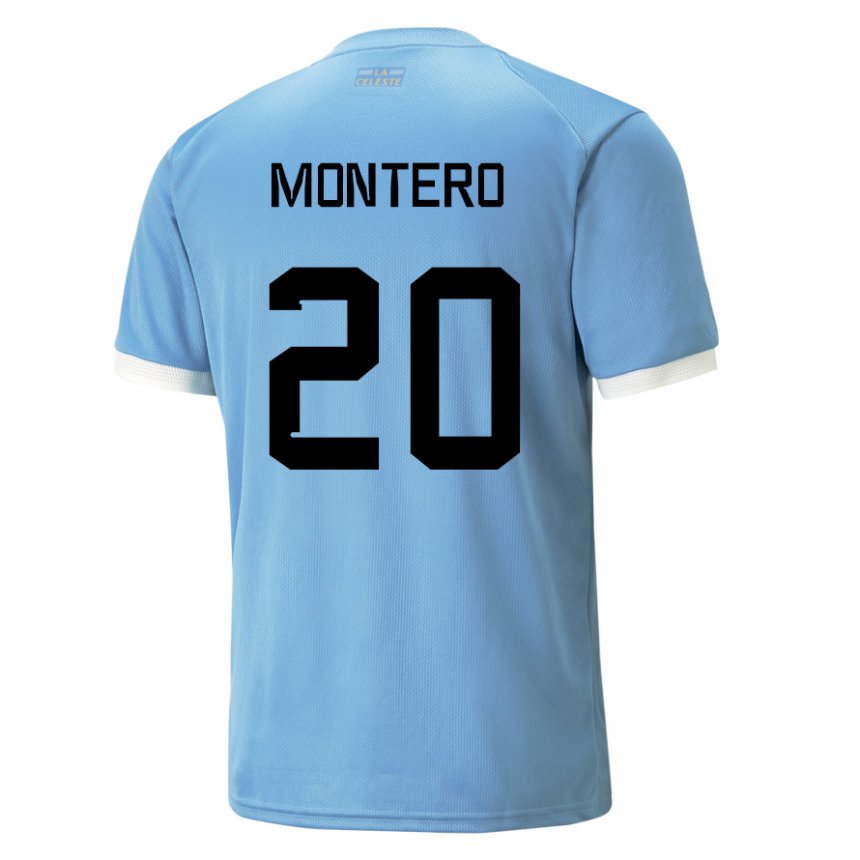 Gyermek Uruguayi Alfonso Montero #20 Kék Hazai Jersey 22-24 Mez Póló Ing