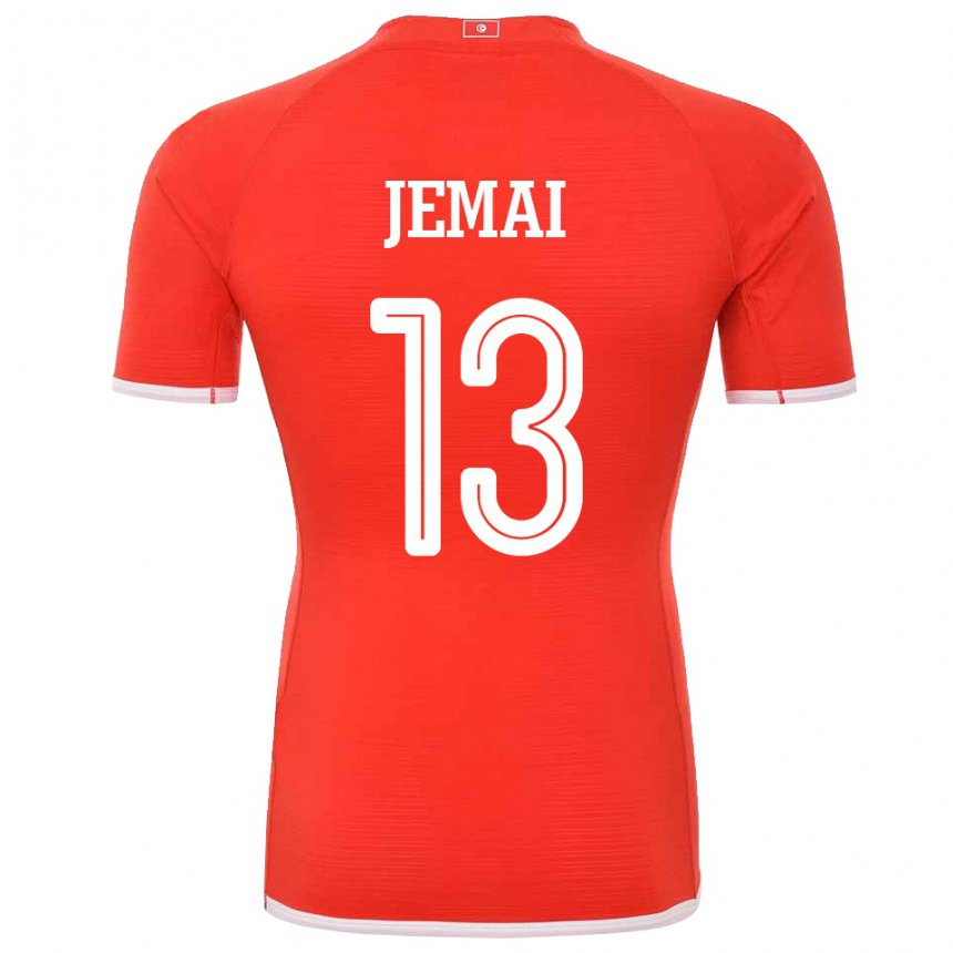 Gyermek Tunéziai Yasmine Jemai #13 Piros Hazai Jersey 22-24 Mez Póló Ing