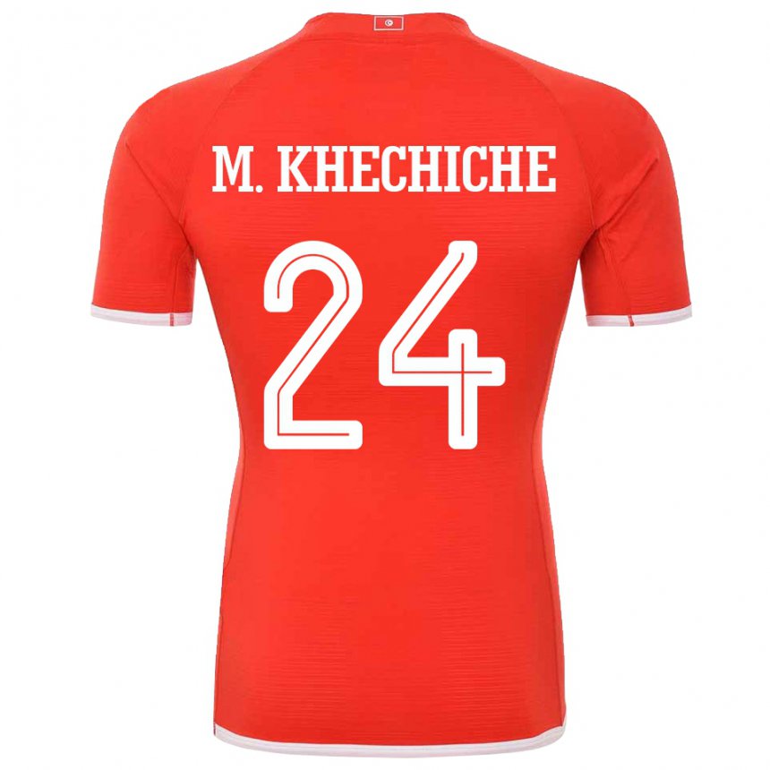 Gyermek Tunéziai Mohamed Amine Khechiche #24 Piros Hazai Jersey 22-24 Mez Póló Ing