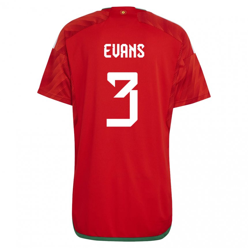 Gyermek Walesi Gemma Evans #3 Piros Hazai Jersey 22-24 Mez Póló Ing