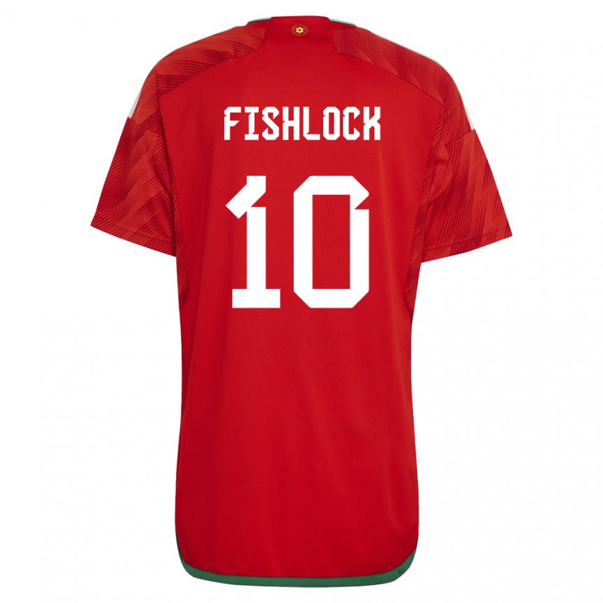 Gyermek Walesi Jessica Fishlock #10 Piros Hazai Jersey 22-24 Mez Póló Ing