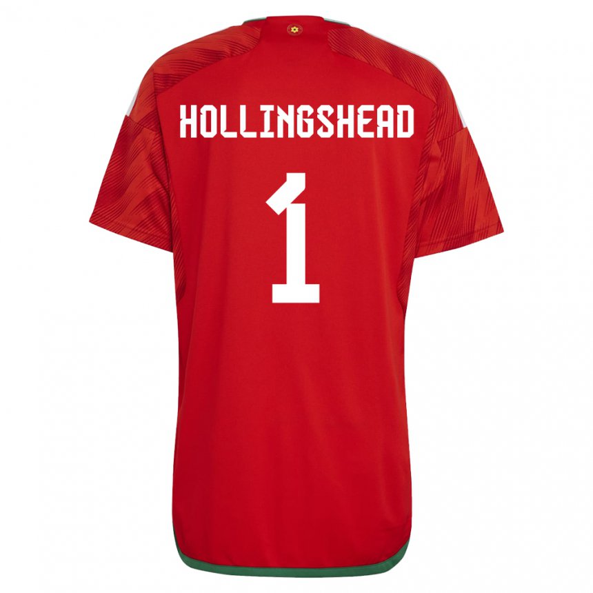 Gyermek Walesi Ronnie Hollingshead #1 Piros Hazai Jersey 22-24 Mez Póló Ing