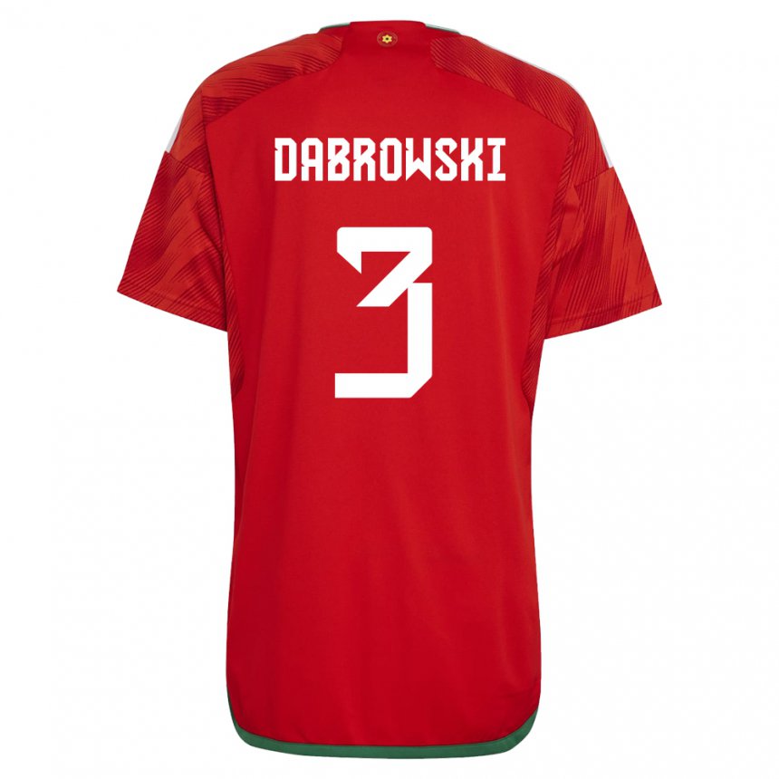 Gyermek Walesi Sebastian Dabrowski #3 Piros Hazai Jersey 22-24 Mez Póló Ing