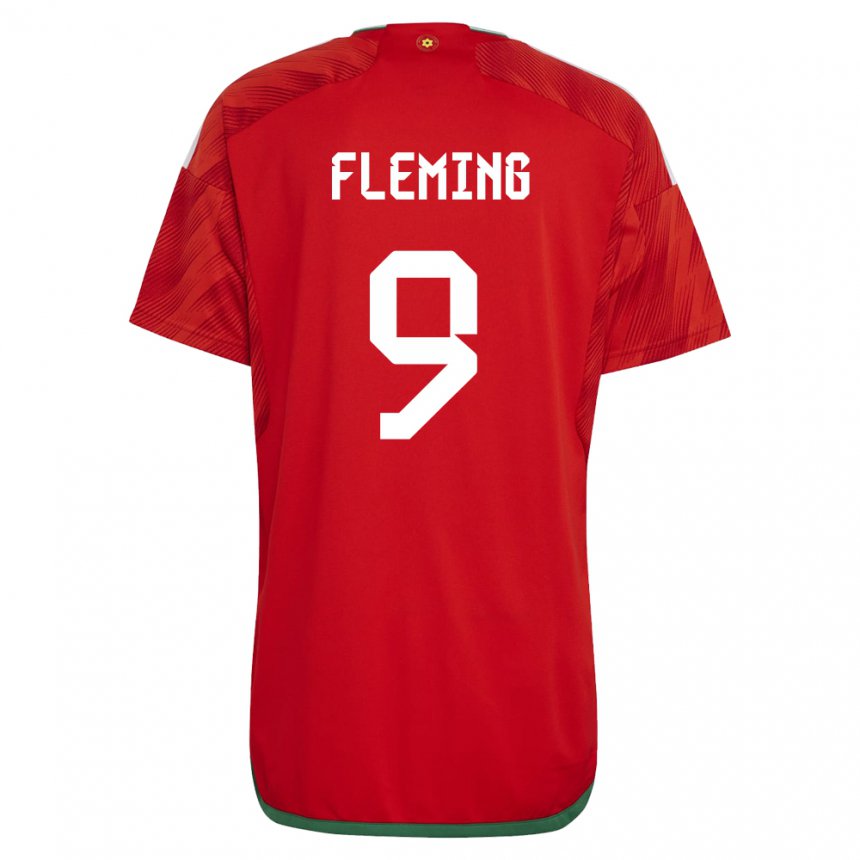 Gyermek Walesi Cole Fleming #9 Piros Hazai Jersey 22-24 Mez Póló Ing