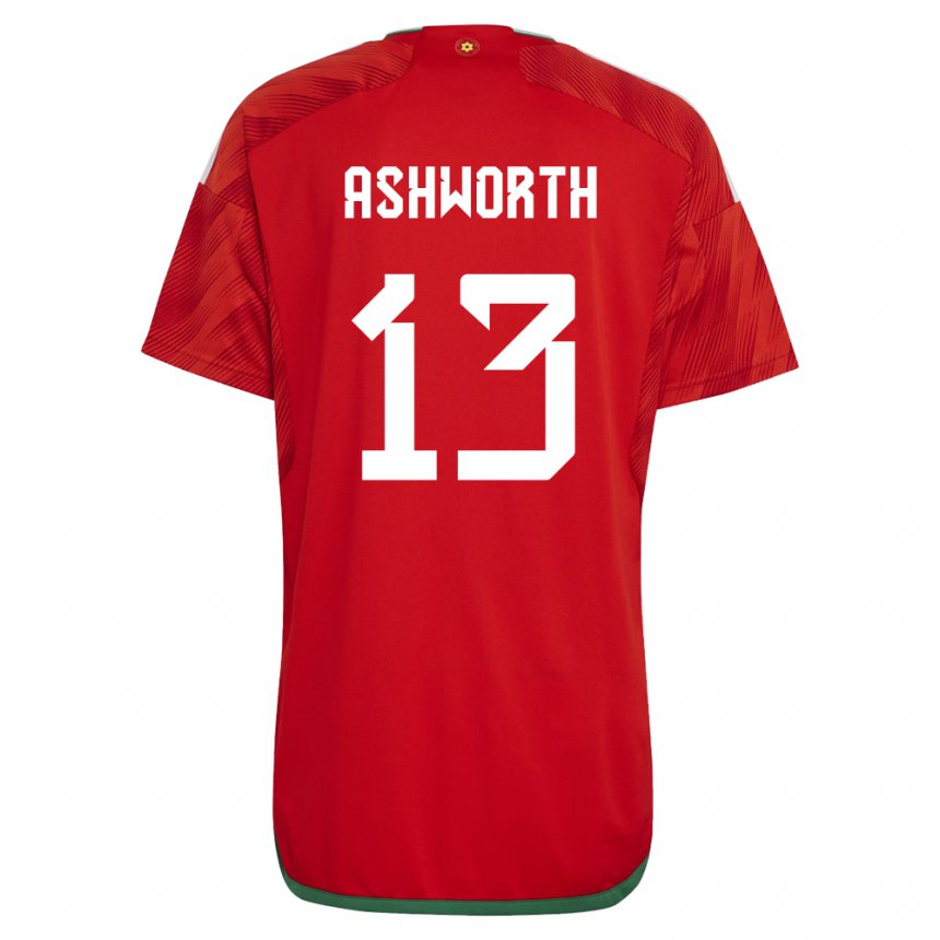 Gyermek Walesi Fin Ashworth #13 Piros Hazai Jersey 22-24 Mez Póló Ing